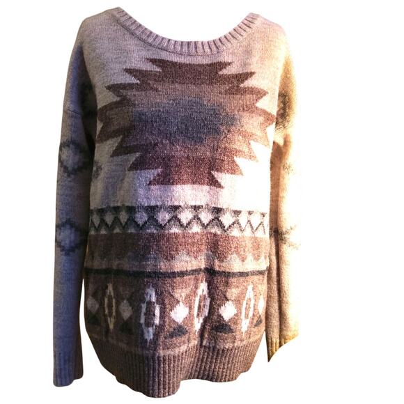 Y2K American Eagle Aztec tribal sweater size S Wool blend neutrals nordic USA - Picture 1 of 8